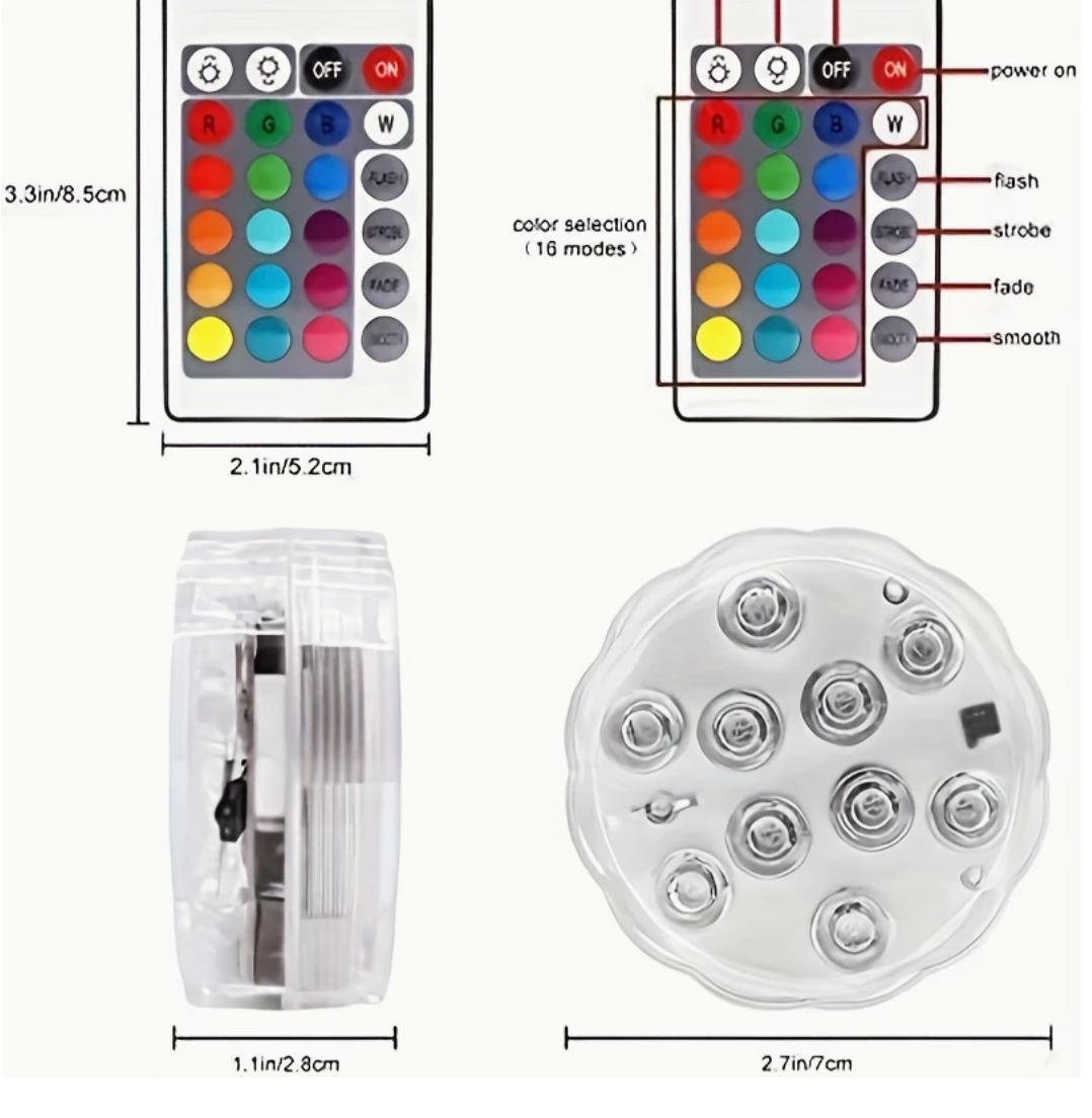 Luz LED Resistente al Agua, redondo - colores.